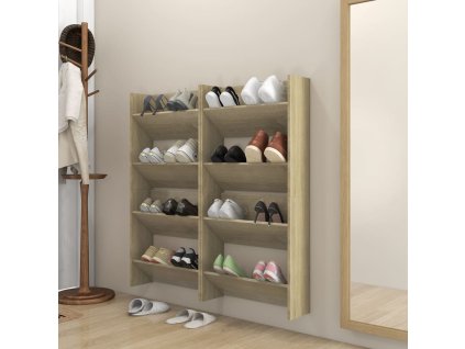 vidaXL Nástenné skrinky na topánky 4 ks, dub sonoma 60x18x60 cm