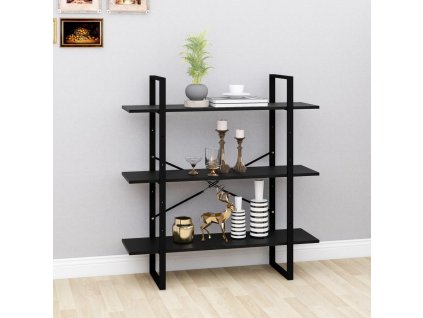 vidaXL Knižnica s 3 policami čierna 100x30x105 cm masívna borovica