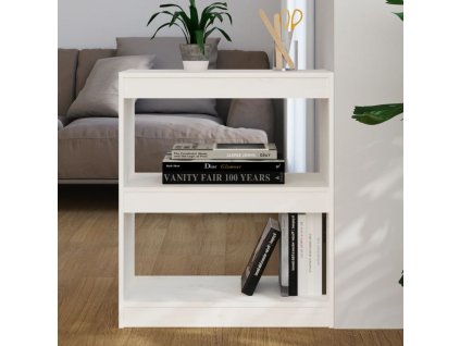 vidaXL Knižnica/deliaca stena biela 60x30x71,5 cm masívna borovica