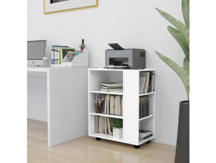 vidaXL Skrinka na kolieskach lesklá biela 60x35x75 cm kompozitné drevo