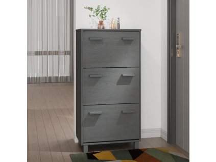 vidaXL Skrinka na topánky HAMAR, tmavosivá 59,5x35x117 cm, borovica