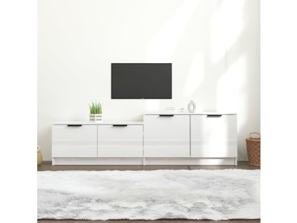 vidaXL TV stolík lesklý biely 158,5x36x45 cm spracované drevo