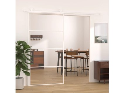 vidaXL Posuvné dvere ESG sklo a hliník 102,5x205 cm biele