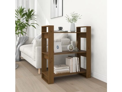 vidaXL Knižnica/deliaca stena hnedá 80x35x91 cm masívna borovica