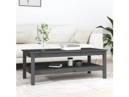 vidaXL Konferenčný stolík sivý 110x50x40 cm borovicový masív