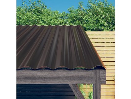 vidaXL Strešné panely 12 ks práškovaná oceľ hnedé 60x36 cm