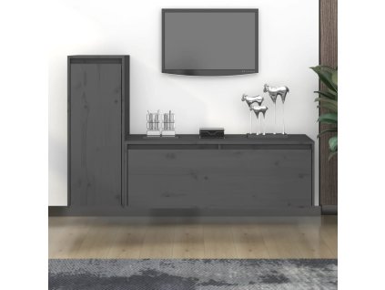 vidaXL TV skrinky 2 ks sivé masívna borovica