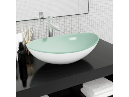 vidaXL Umývadlo tvrdené sklo 54,5x35x15,5 cm biele