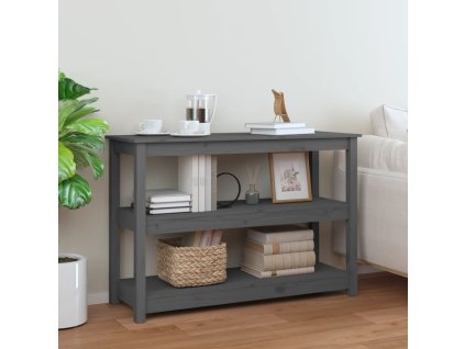 vidaXL Konzolový stolík sivý 110x40x74 cm masívne borovicové drevo