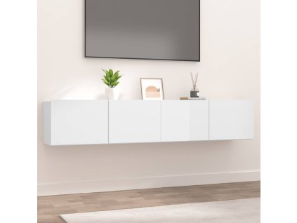 vidaXL TV skrinky 2 ks lesklé biele 80x30x30cm spracované drevo