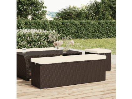 vidaXL Lavička s vankúšom hnedá 110x30x40 cm polyratan