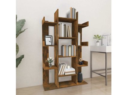 vidaXL Knižnica dymový dub 86x25,5x140 cm spracované drevo