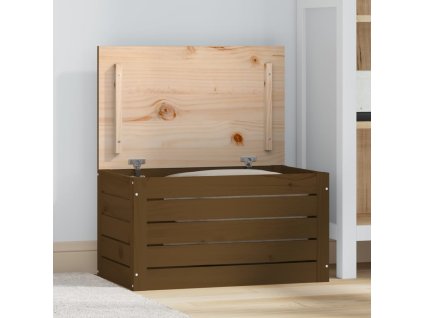 vidaXL Úložný box medovo-hnedý 59,5x36,5x33 cm masívna borovica