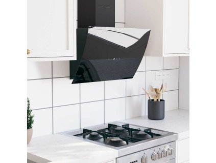 vidaXL Nástenný digestor 60 cm oceľ a tvrdené sklo čierny