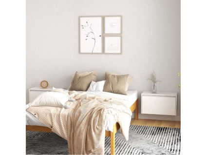 vidaXL Nástenné skrinky 2 ks biele 60x30x35cm masívne borovicové drevo