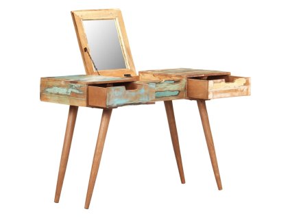 vidaXL Toaletný stolík so zrkadlom 112x45x76 cm, recyklovaný masív