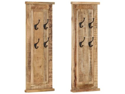 vidaXL Vešiaky na kabáty 2 ks masívne magovníkové drevo 38x100 cm