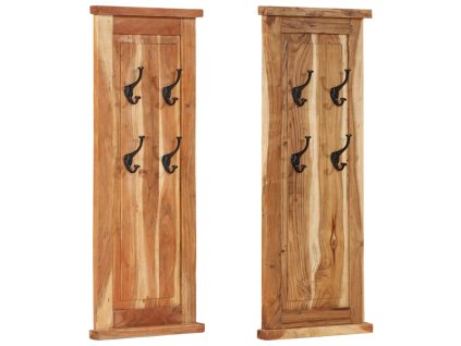 vidaXL Vešiaky na kabáty 2 ks masívne akáciové drevo 38x100 cm