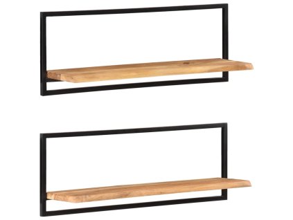 vidaXL Nástenné police 2 ks 100x24x35 cm akáciový masív a oceľ