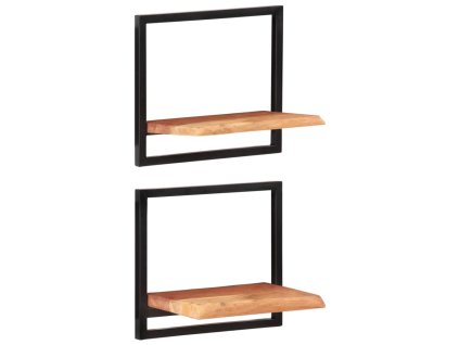 vidaXL Nástenné police 2 ks 40x24x35 cm akáciový masív a oceľ