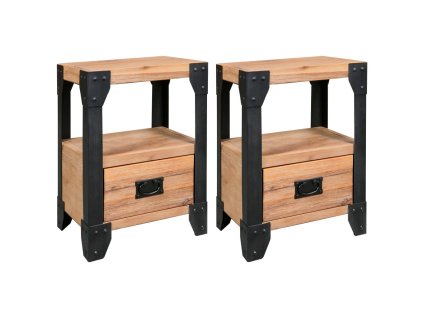 vidaXL Nočné stolíky 2 ks 40x30x54 cm masívne akáciové drevo a oceľ