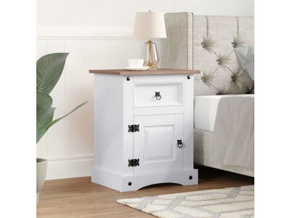 vidaXL Nočný stolík biely 53x39x67 cm mexická borovica Corona Range