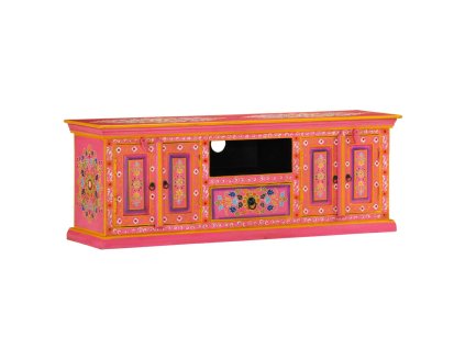 vidaXL TV skrinka ružová 110x30x40 cm mangovníkový masív