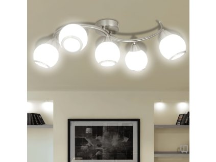 Stropná lampa so sklenenými tienidlami na zvlnenej koľajnici