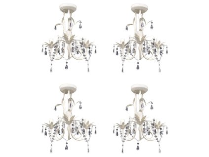 vidaXL Kryštálové závesné stropné lustre 4 ks elegantná biela