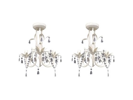 vidaXL Kryštálové závesné stropné lustre 2 ks elegantná biela
