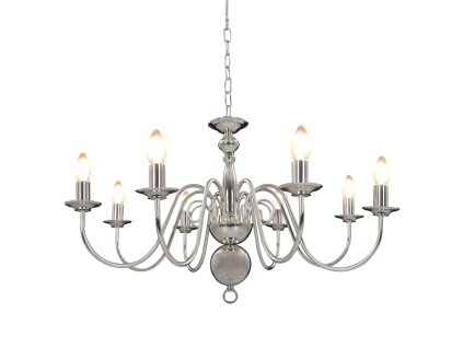 vidaXL Luster, strieborný 8 x žiarovky E14