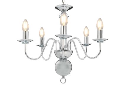 vidaXL Luster strieborný 5 x E14 žiarovky