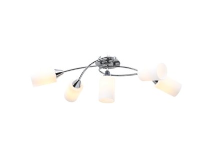 vidaXL Stropná lampa+keramické tienidlá na 5 žiaroviek E14,biely kužeľ
