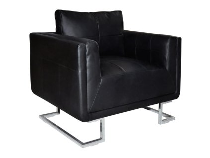 vidaXL Hranaté kreslo s chrómovými nohami, čierne, umelá koža