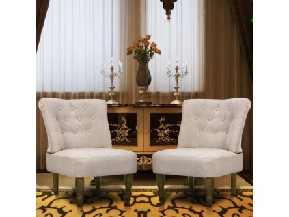 vidaXL Francúzske kreslá 2 ks, krémové, látka