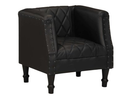 vidaXL Klubové kreslo čierne pravá kozia koža