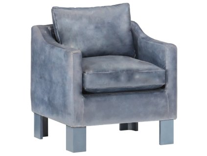 vidaXL Klubové kreslo, sivé, pravá koža