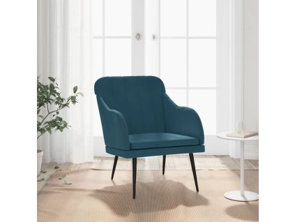 VidaXL Kreslo modré 63x76x80 cm zamat