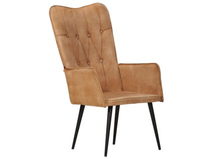 vidaXL Kreslo wingback hnedé plátno