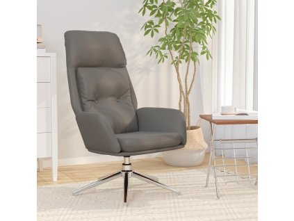 vidaXL Relaxačné kreslo sivé pravá koža