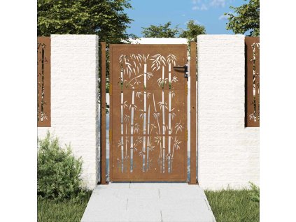 vidaXL Záhradná brána 105x130 cm kortenová oceľ dizajn bambusu