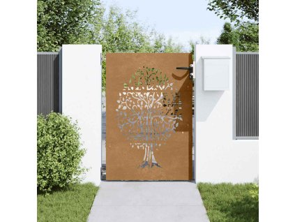 vidaXL Záhradná brána 85x150 cm kortenová oceľ dizajn stromu