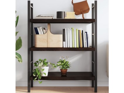 vidaXL Nástenná polica tmavohnedá 80x50x(2-6) cm ošetrený dubový masív