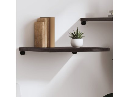 vidaXL Nástenná polica tmavohnedá 60x50x(2-4) cm ošetrený dubový masív