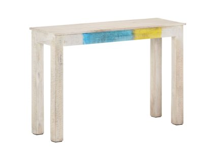vidaXL Konzolový stolík biely 115x35x77 cm surový mangovníkový masív