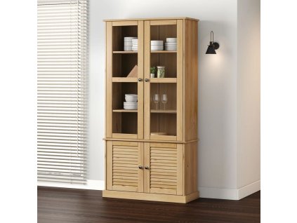 vidaXL Sklenená vitrína VIGO 85x35x170 cm masívna borovica