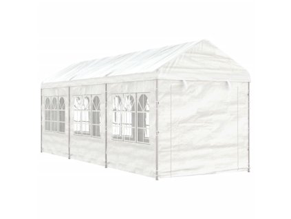 vidaXL Altánok so strechou, biely 6,69x2,28x2,69 m, polyetylén