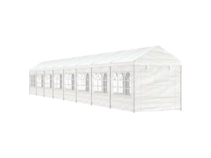 vidaXL Altánok so strechou, biely 17,84x2,28x2,69 m, polyetylén
