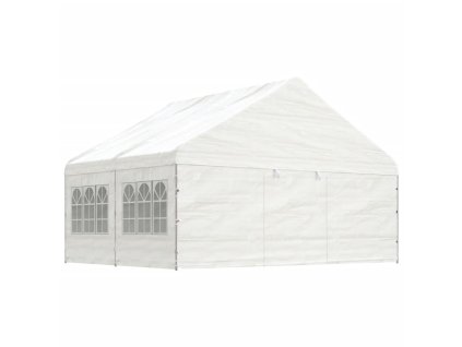vidaXL Altánok so strechou, biely 4,46x5,88x3,75 m, polyetylén