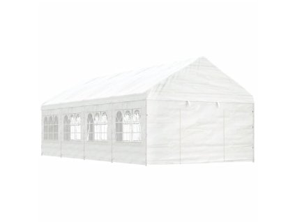 vidaXL Altánok so strechou, biely 8,92x4,08x3,22 m, polyetylén